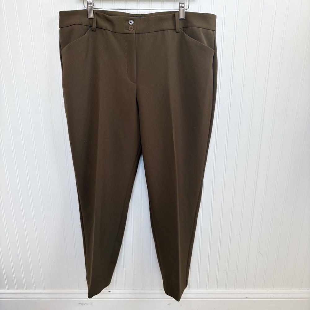 Talbots Hampshire Flat Front Women’s Trousers Dark Oakmoss Green Size 18 NEW - Picture 1 of 5